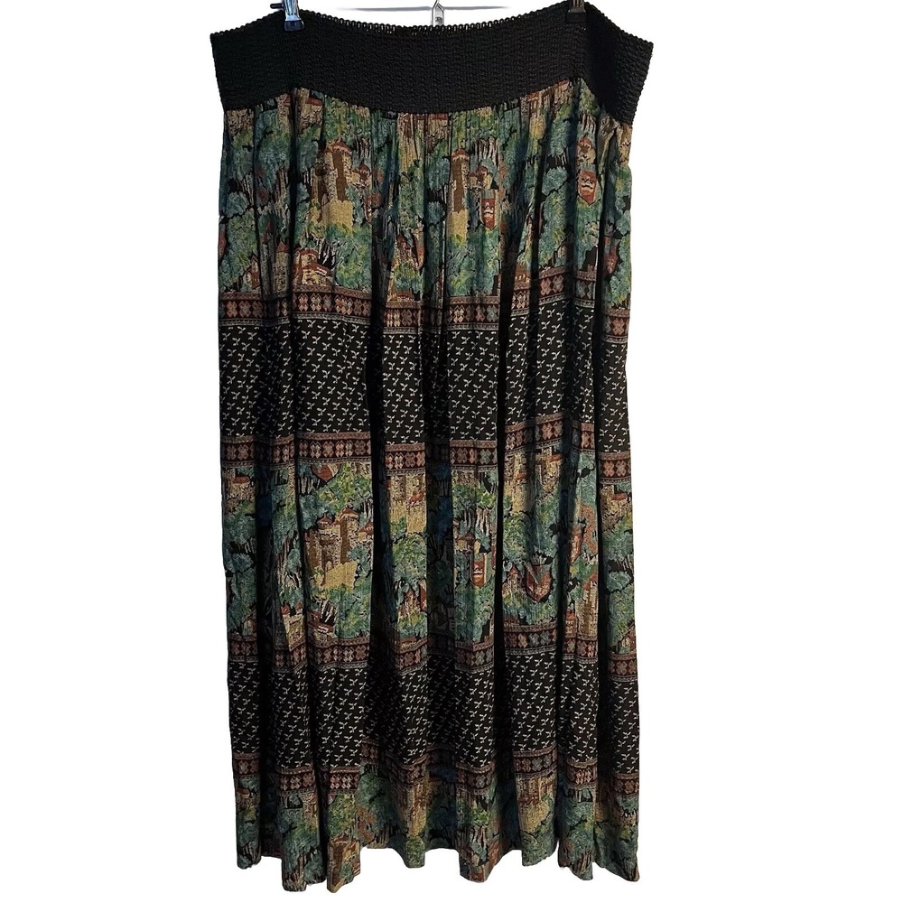 Vintage Karen Kane Women's Skirt Size 8 Maxi Flowy Aztec Bohemian Made In USA‎
